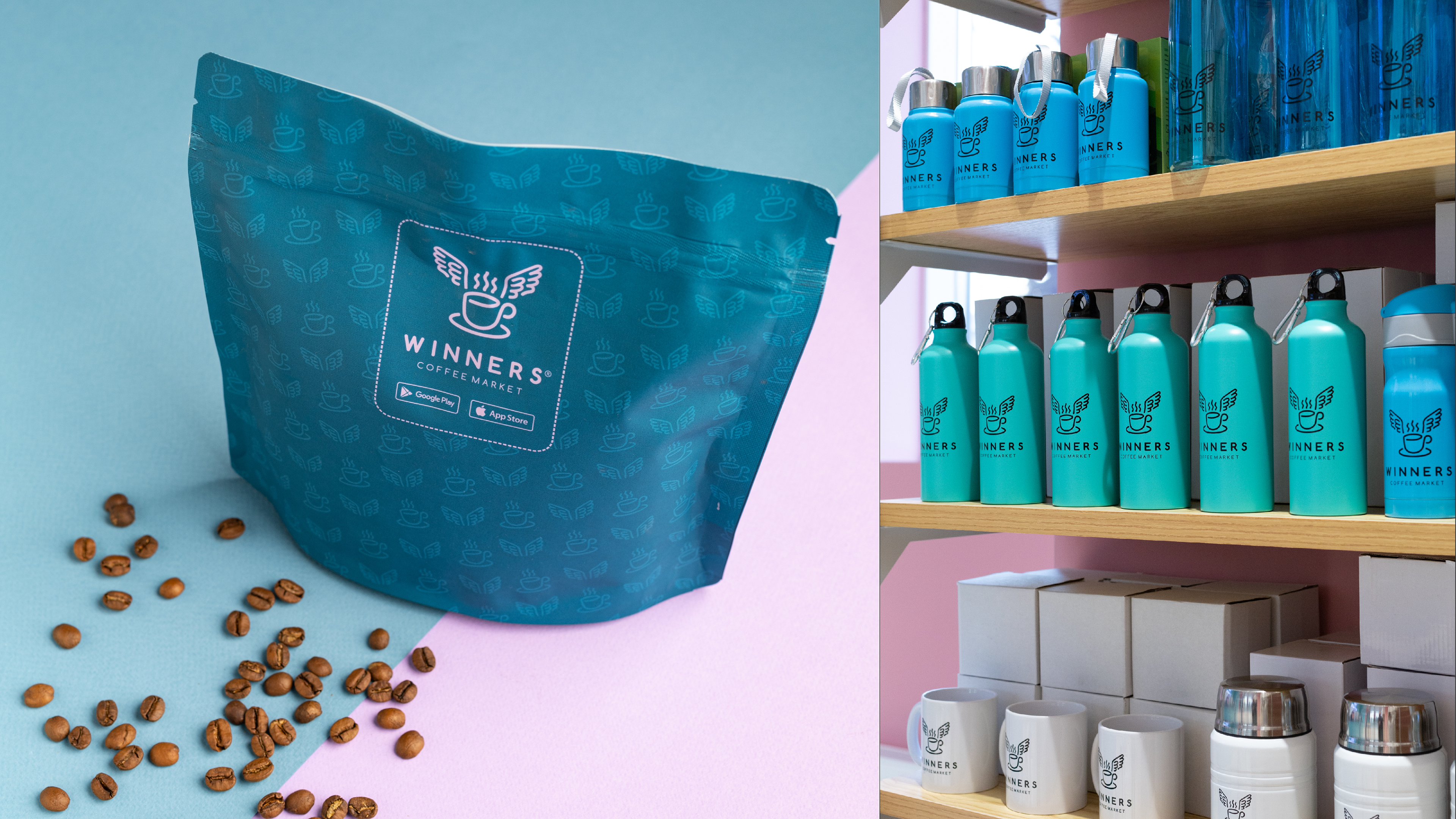 Winners Coffee by aoie studio, 2024. A coffee chain across multiple Russian cities with in-house food and pastry production, quality coffee, and high service standards.